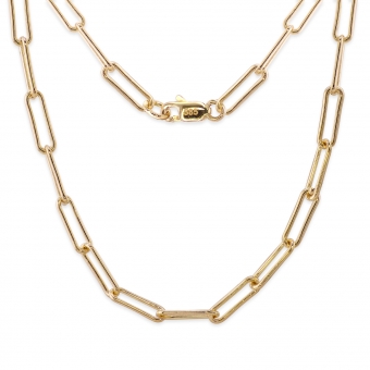 Paper Clip Chain with Flat Clasp Lock