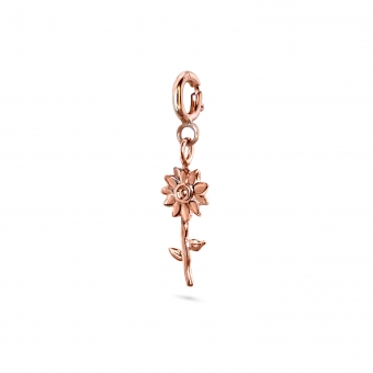 Gold Flower Shape Charm Dangling with Spring Lock