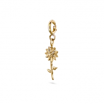 Gold Flower Shape Charm Dangling with Spring Lock