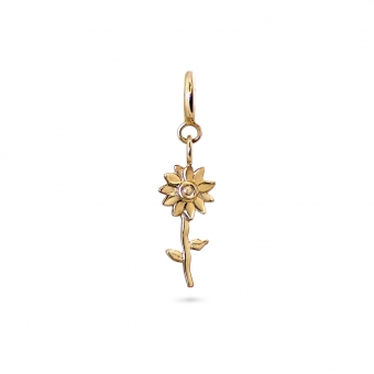 Gold Flower Shape Charm Dangling with Spring Lock