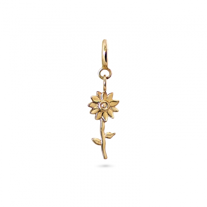 Gold Flower Shape Charm Dangling with Spring Lock