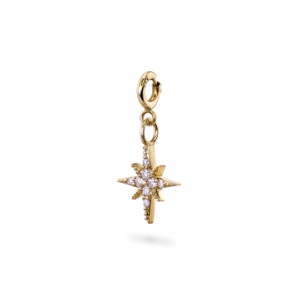 Gold 8 Point Star Shape with Gemstones Charm Dangling with Spring Lock