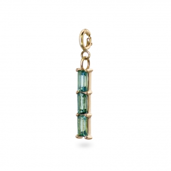 3 Baguette Row Charm Dangling with Spring Lock