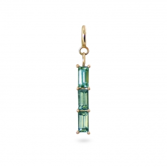3 Baguette Row Charm Dangling with Spring Lock