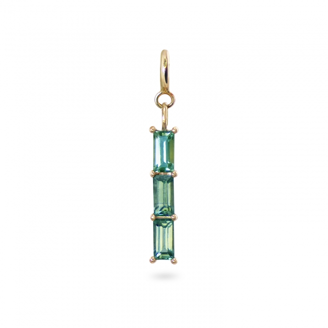 3 Baguette Row Charm Dangling with Spring Lock