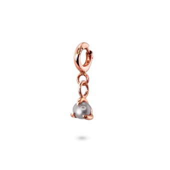 Round Fresh Water Pearl Charm Dangling with Spring Lock