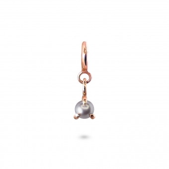 Round Fresh Water Pearl Charm Dangling with Spring Lock