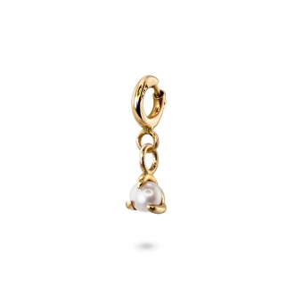 Round Fresh Water Pearl Charm Dangling with Spring Lock