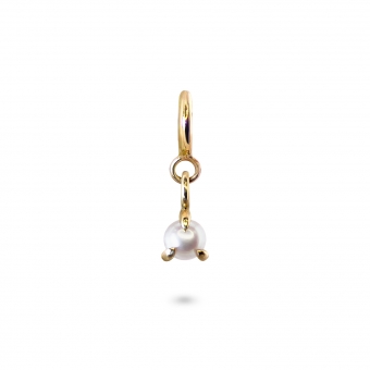 Round Fresh Water Pearl Charm Dangling with Spring Lock