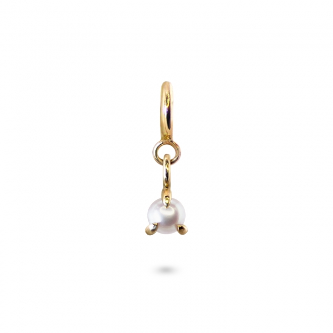 Round Fresh Water Pearl Charm Dangling with Spring Lock