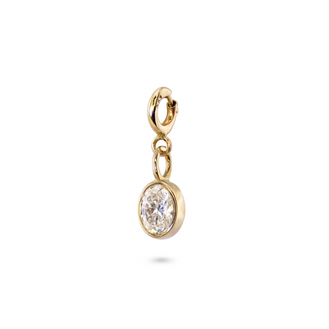 Oval Bezel Setting Charm Dangling with Spring Lock