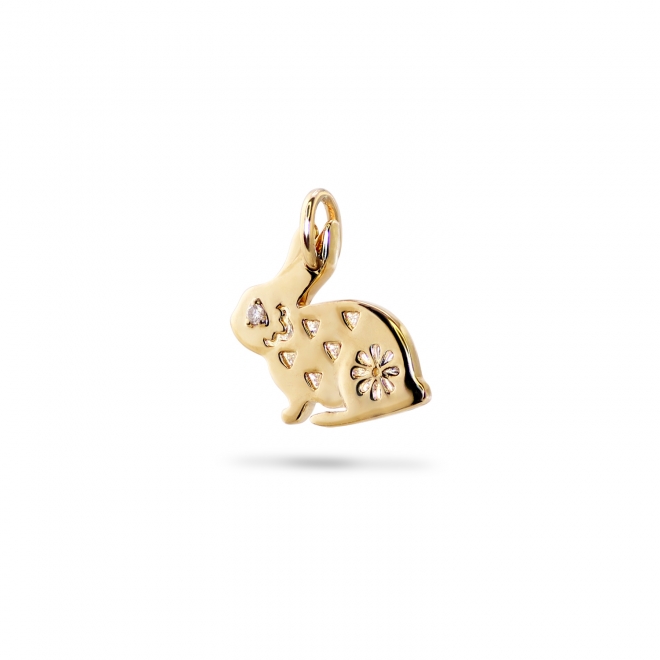 Gold Rabbit Charm with Diamond