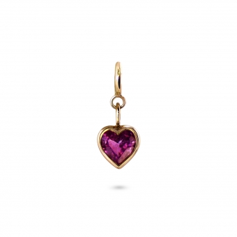 Heart Bezel Setting Charm Dangling with Spring Lock
