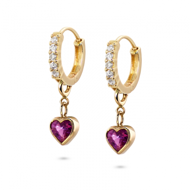 Heart Bezel Setting Charm Dangling with Spring Lock
