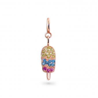Ice Cream Sapphires Charm Dangling with Spring Lock