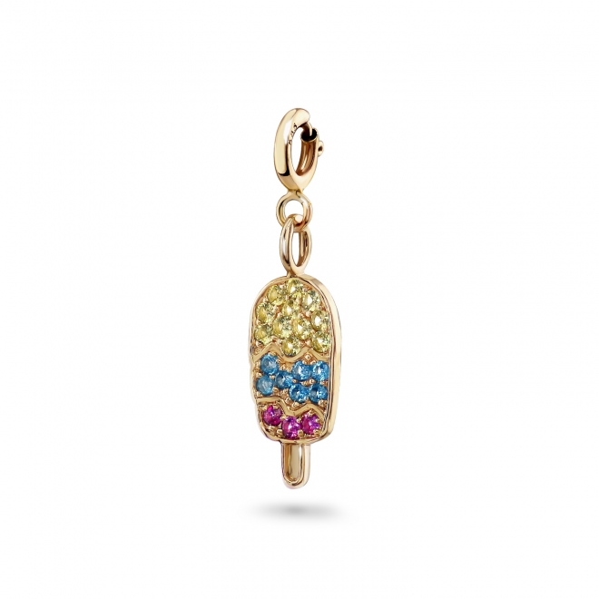 Ice Cream Sapphires Charm Dangling with Spring Lock