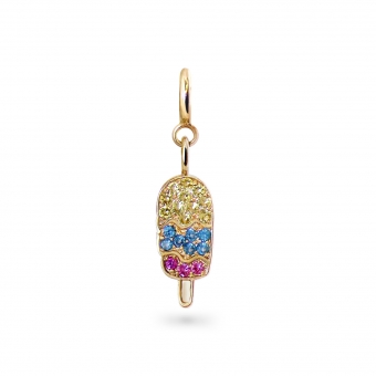 Ice Cream Sapphires Charm Dangling with Spring Lock