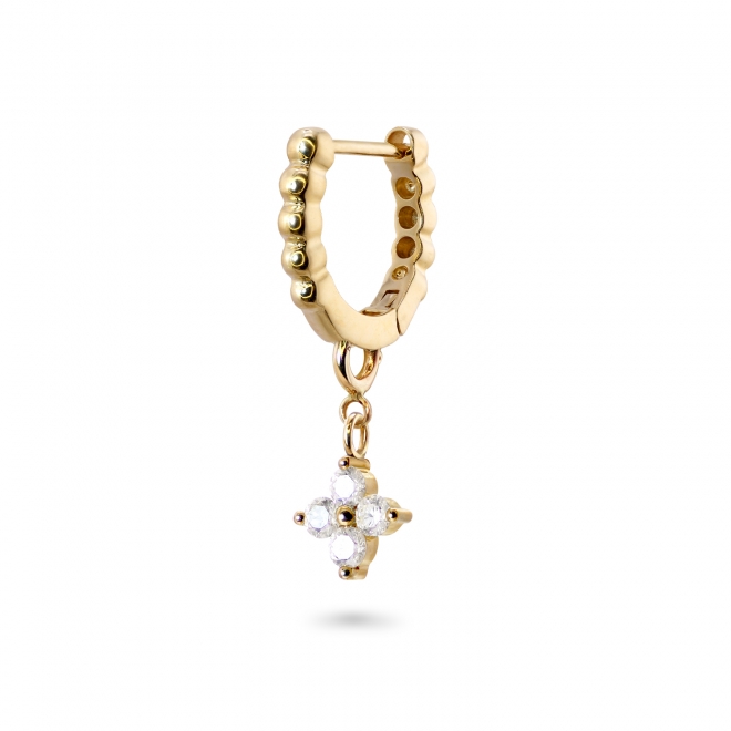 Solid Gold Bead Charm Holder Huggie Earrings