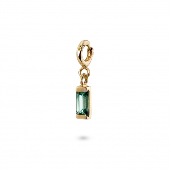 Baguette Half-Bezel Setting Charm Dangling with Spring Lock