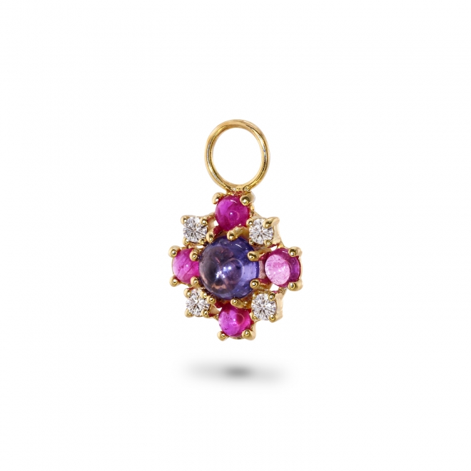 Cabochons and Diamonds Flower Charm