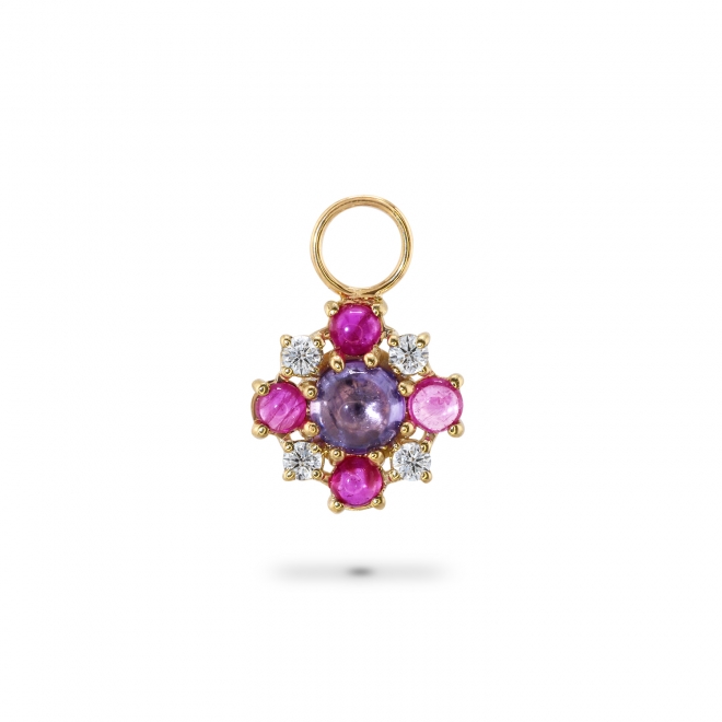 Cabochons and Diamonds Flower Charm