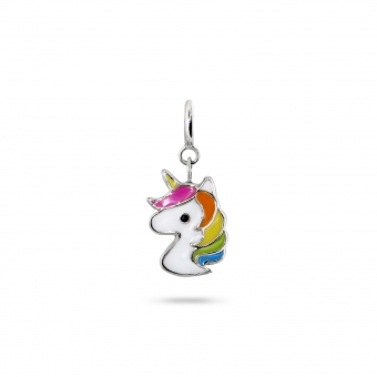 Rainbow Unicorn Enamel Charm Dangling with Spring Lock