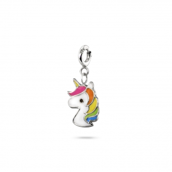 Rainbow Unicorn Enamel Charm Dangling with Spring Lock