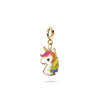 Rainbow Unicorn Enamel Charm Dangling with Spring Lock