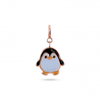Puffy Penguin Enamel Charm Dangling with Spring Lock