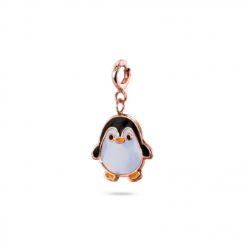 Puffy Penguin Enamel Charm Dangling with Spring Lock