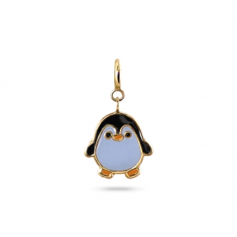 Puffy Penguin Enamel Charm Dangling with Spring Lock