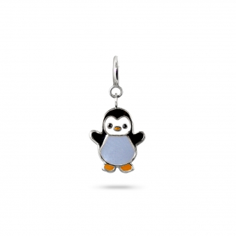 Small Penguin Enamel Charm Dangling with Spring Lock