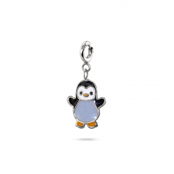 Small Penguin Enamel Charm Dangling with Spring Lock