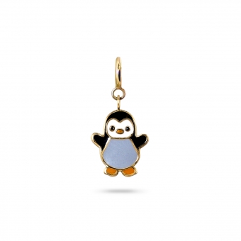 Small Penguin Enamel Charm Dangling with Spring Lock