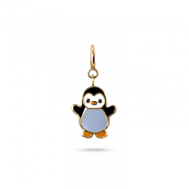 Small Penguin Enamel Charm Dangling with Spring Lock