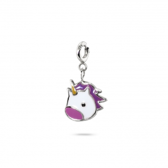 Cute Unicorn Enamel Charm Dangling with Spring Lock