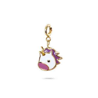 Cute Unicorn Enamel Charm Dangling with Spring Lock
