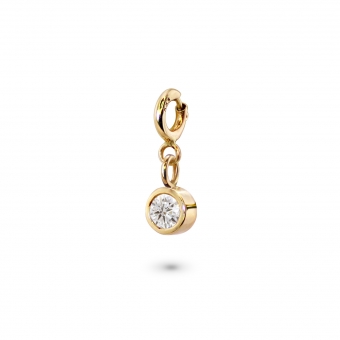 Round Diamond Bezel Setting Charm Dangling with Spring Lock
