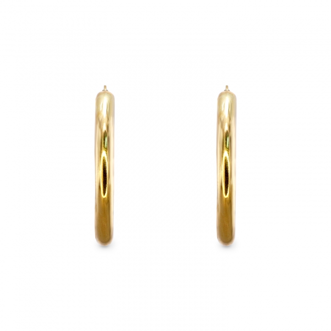 Thick Classic Tube Gold Hoop Earrings