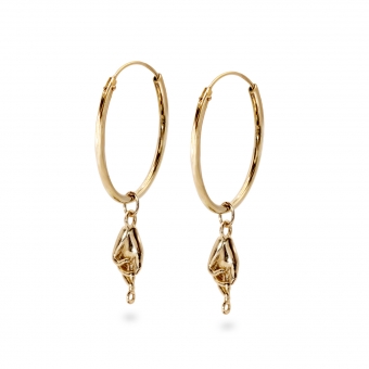 Classic Gold Tube Hoop Earrings God Hand Charm