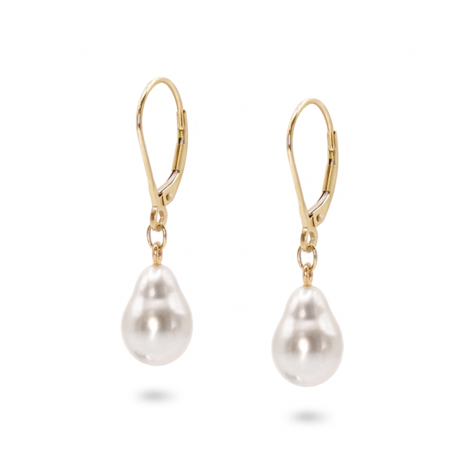 Leverback Earring with Pearl Charm