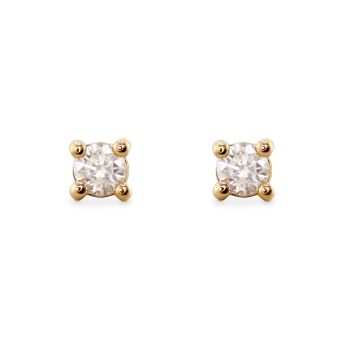 4.0mm Classic Gold Stud Earrings with Solitaire Gemstone