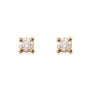 4.0mm Classic Gold Stud Earrings with Solitaire Gemstone