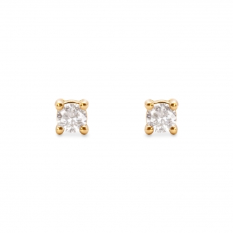 Classic Gold Stud Earrings with Gemstone and Screw