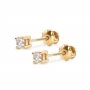 Classic Gold Stud Earrings with Solitaire Gemstone and Screw