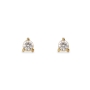 3 Prongs Classic Gold Stud Earrings with Solitaire Diamonds