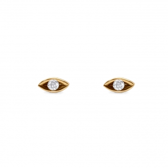 Gold Diamond Eye Stud Earrings