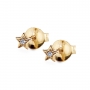 Gold Star Shape Stud Earrings with Solitaire Gemstone