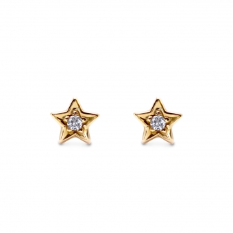 Gold Diamond Stud Earrings Star Shape