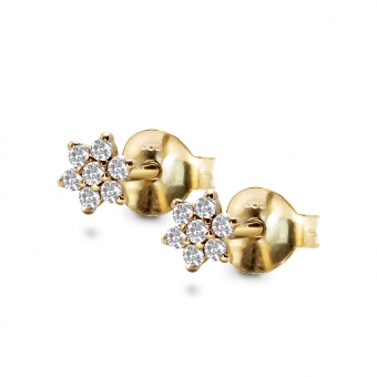 Gold Diamond Star Set Stud Earrings